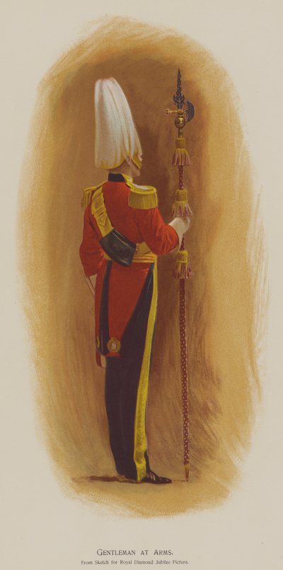 Gentleman at Arms (farve litho) af John (after) Charlton