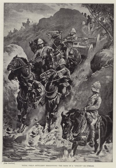 Natal feltartilleri ned ad bredden af en "spire" eller strøm (litho) af John (after) Charlton