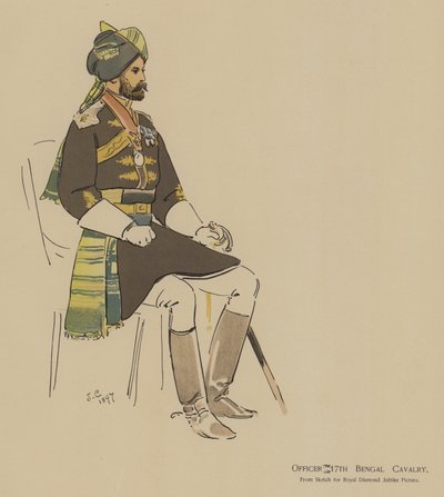 Officer 17th Bengal Cavalry (farve litho) af John (after) Charlton