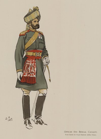 Officer 8th Bengal Cavalry (farve litho) af John (after) Charlton