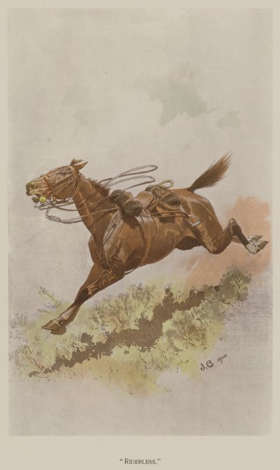 Rytterløs (farve litho) af John (after) Charlton