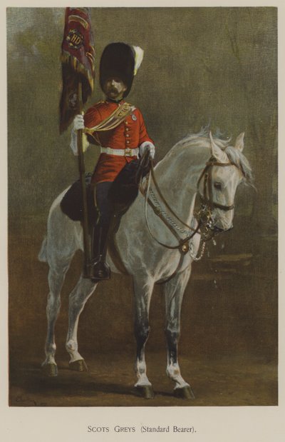 Scots Greys, standardbærer (farve litho) af John (after) Charlton
