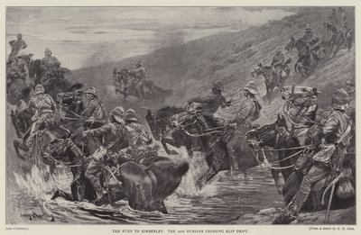 Suset til Kimberley, den 10. husarer, der krydser Klip Drift (litho) af John (after) Charlton