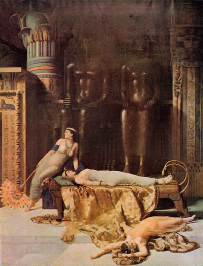 Shakespeare: Death of Cleopatra, Antony and Cleopatra, Akt V, Scene 2 (farve litho) af John (after) Collier