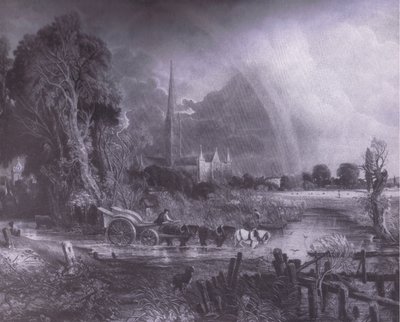Salisbury Cathedral fra engene, Bibbys Annual af John (after) Constable