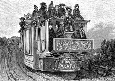 Dr. William Churchin (n. 1778-1863) kolmipyöräinen mekaaninen auto, valmistettu Birminghamissa vuonna 1833 (Englanti). Kaiverrus 1895 af John (after) Cooke