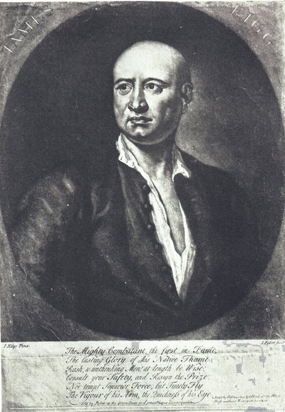 James Figg, første engelske boksningsmester med bare kno, død 1734 (gravering) af John (after) Ellys