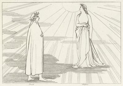 Ascent to the First Heaven, Paradise, Canto 1 (gravering) af John (after) Flaxman