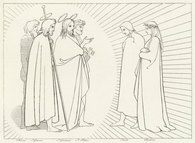 Konference med St John, Paradise, Canto 26 (gravering) af John (after) Flaxman
