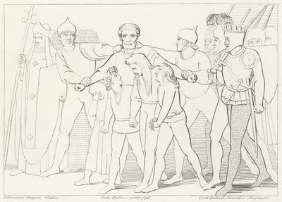 Grev Ugolino beslaglagt, Inferno, Canto 33 (gravering) af John (after) Flaxman