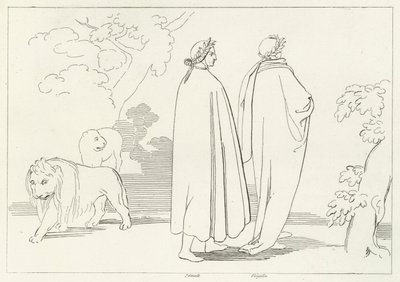 Indgangen til den mørke skov, Inferno, Canto 1 (gravering) af John (after) Flaxman