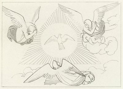 Tilbedelsen af Treenigheden, Paradis, Canto 13 (gravering) af John (after) Flaxman