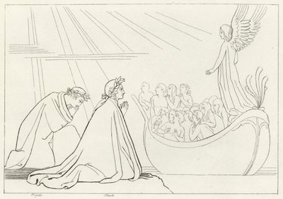 Skærsildens bark, skærsilden, Canto 2 (gravering) af John (after) Flaxman