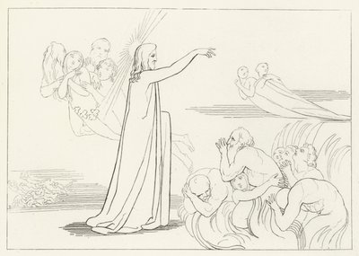 The Descent of Christ, Inferno, Canto 4 (gravering) af John (after) Flaxman
