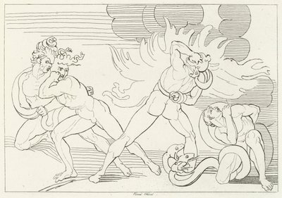 The Fiery Serpents, Inferno, Canto 24 (gravering) af John (after) Flaxman