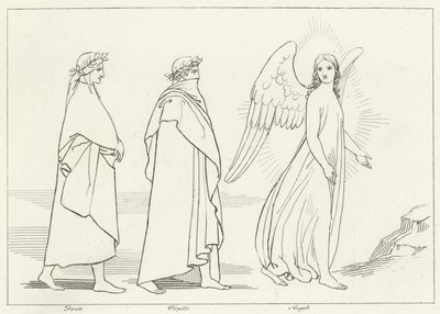 Den vejledende engel, skærsilden, sang 15 (stik) af John (after) Flaxman