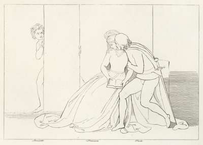 The Lovers Surprised, Inferno, Canto 5 (gravering) af John (after) Flaxman