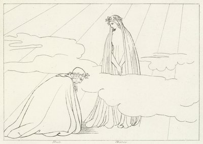 The Lunar Sphere, Paradise, Canto 2 (gravering) af John (after) Flaxman