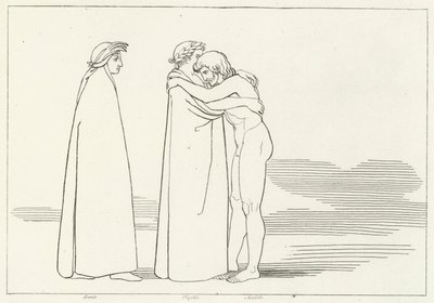 Mødet med Sordello, skærsilden, Canto 6 (gravering) af John (after) Flaxman
