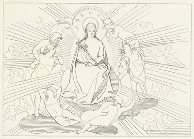 Jomfru Maria, Paradise, Canto 31 (gravering) af John (after) Flaxman