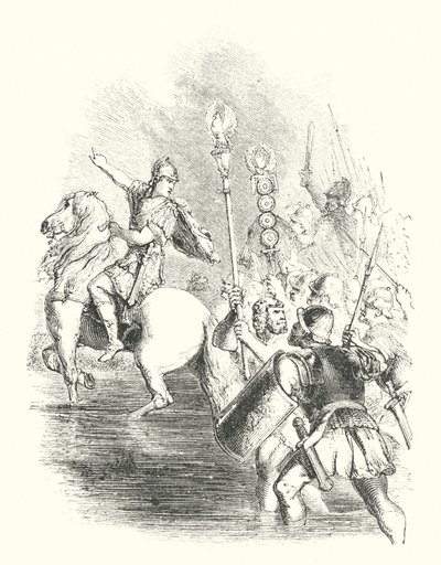Cæsar krydser Rubicon (gravering) af John (after) Gilbert