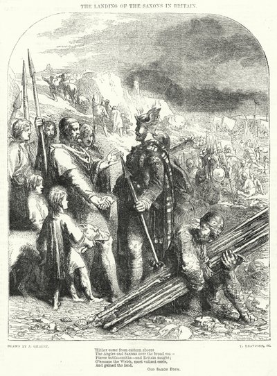 Saksernes landgang i Storbritannien (gravering) af John (after) Gilbert
