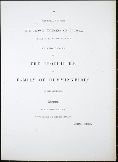 Frontispice (håndfarvet litho) af John (after) Gould