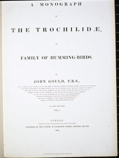 Frontispice (håndfarvet litho) af John (after) Gould