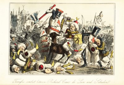 Kong Richard I kæmper mod Saladin i slaget ved Arsuf (Azotus), Palæstina af John (after) Leech