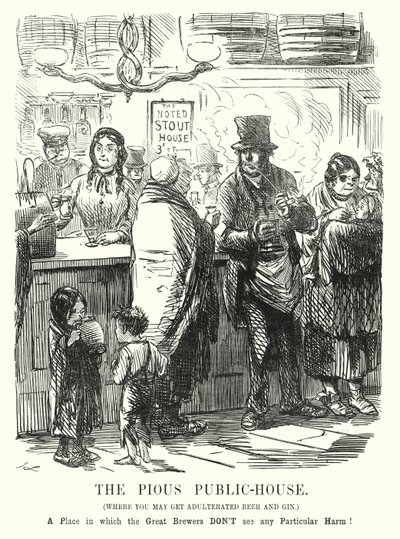Punch tegnefilm: The Pious Public House (gravering) af John (after) Leech