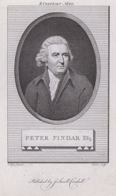 John Wolcot, engelsk læge og satiriker, der skrev under pennenavnet Peter Pindar (gravering) af John (after) Opie