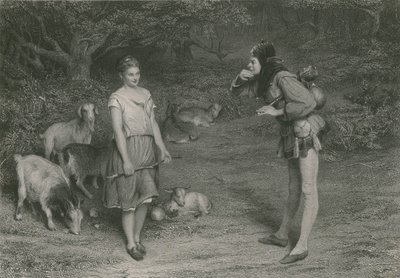 Touchstone og Audrey, As You Like It (gravering) af John (after) Pettie