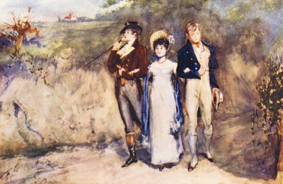 Two Strings to her Bow, vandfarvet skitse (farvelitografi) af John (after) Pettie