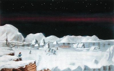 Første kommunikation med de indfødte i Boothia Felix, fra "Narrative of a Second Voyage in Search of a North-West Passage (1829-33)", af Sir John Ross (1777-1856), graveret af William Say (1768-1834) (litografi) af John (after) Ross