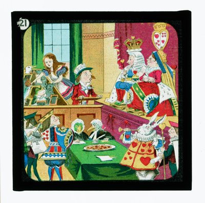 Alice i Eventyrland, farvede lanterneglas (lanternerutsjebane) af John (after) Tenniel