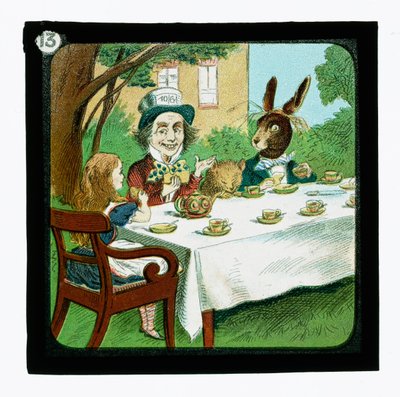 Alice i Eventyrland, farvede lanterneglas (lanternerutsjebane) af John (after) Tenniel