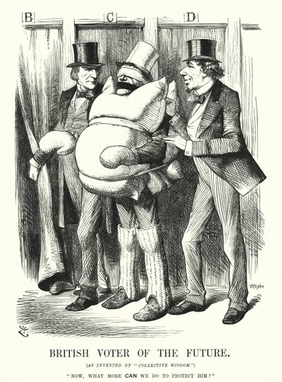 Punch tegneserie: Fremtidens britiske vælger (gravering) af John (after) Tenniel