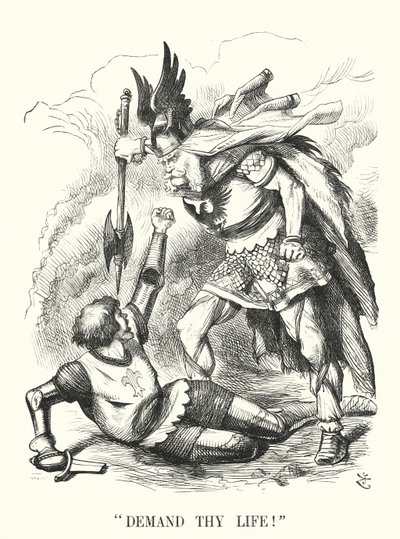 Punch tegneserie: Demand Thy Life! - Frankrigs nederlag i den fransk-preussiske krig (gravering) af John (after) Tenniel