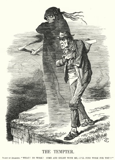 Punch tegneserie: The Tempter - anarkismens fristelse for de arbejdsløse (gravering) af John (after) Tenniel
