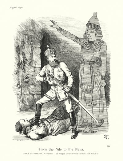 Sir John Tenniel-tegneserie: Fra Nilen til Neva (kobberstik) af John (after) Tenniel