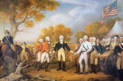 Overgivelse af general Burgoyne i Saratoga, New York af John (after) Trumbull