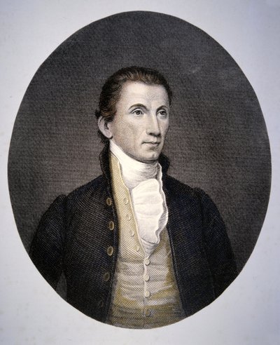 James Monroe (1758-1831) graveret af Asher Brown Durand (1796-1886) (farvet gravering) af John (after) Vanderlyn