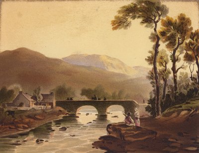 Beddgelert Bridge (farvelitografi) af John (after) Varley