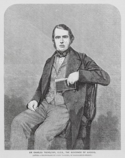Sir Charles Trevelyan, britisk koloniadministrator (kobberstik) af John (after) Watkins