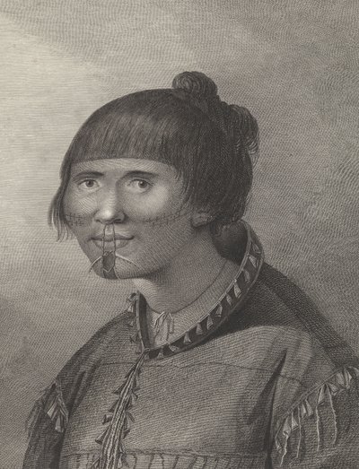 En kvinde fra Oonalashka, slutningen af det 18. århundrede (kobberstik) af John (after) Webber
