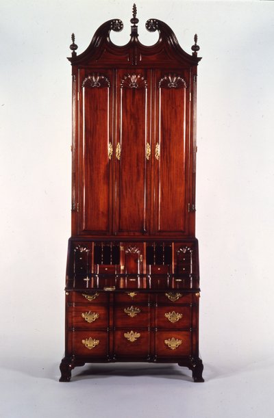 Nicholas Brown Chippendale blok-og-skal skrivebord og reol, ca. 1760-70 (mahogni) af John (attr. to) Goddard