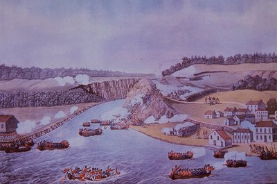 Slaget ved Queenston Heights (farve litho) af Walter Charles Mills