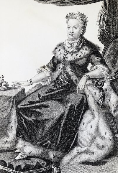 Catherine II, født Sophie Friederike Auguste (1729-1796), kejserinde af Rusland, gravering af Walter Charles Mills
