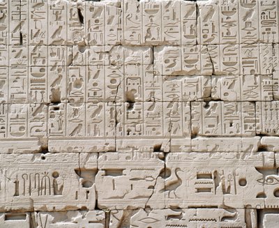 Egypten, Luxor Governorate, Karnak, Great Temple of Amon, Great Hypostyle Hall, Detail of Ydermur af Walter Charles Mills