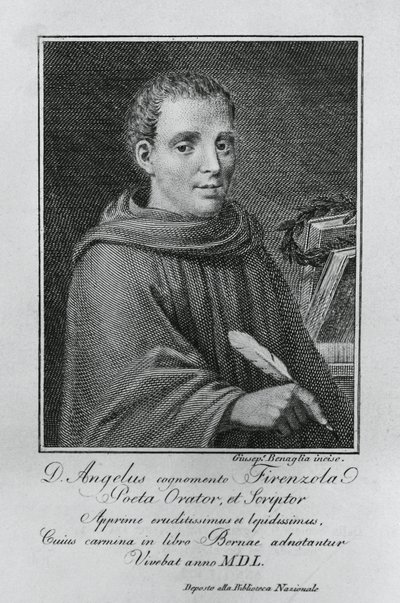 Portræt af Agnolo Firenzuola (1493-1543), italiensk forfatter og humanist, gravering af Giuseppe Benaglia (ca. 1796-ca. 1830) af Walter Charles Mills